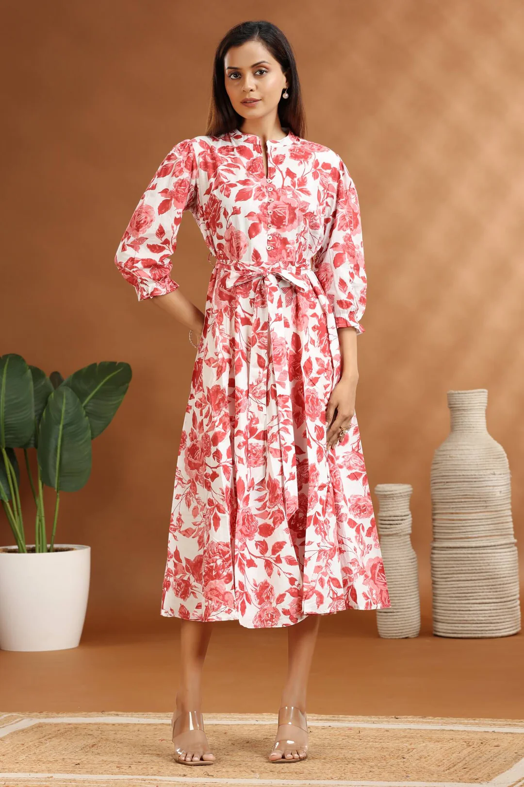 Floral Pink Jetpur Famous Kurti